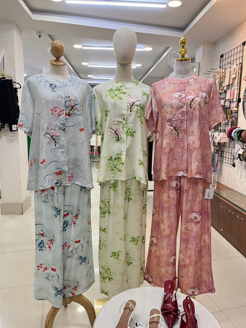 Summer Comfy Floral Embroidered and Print Co-Ord Sets